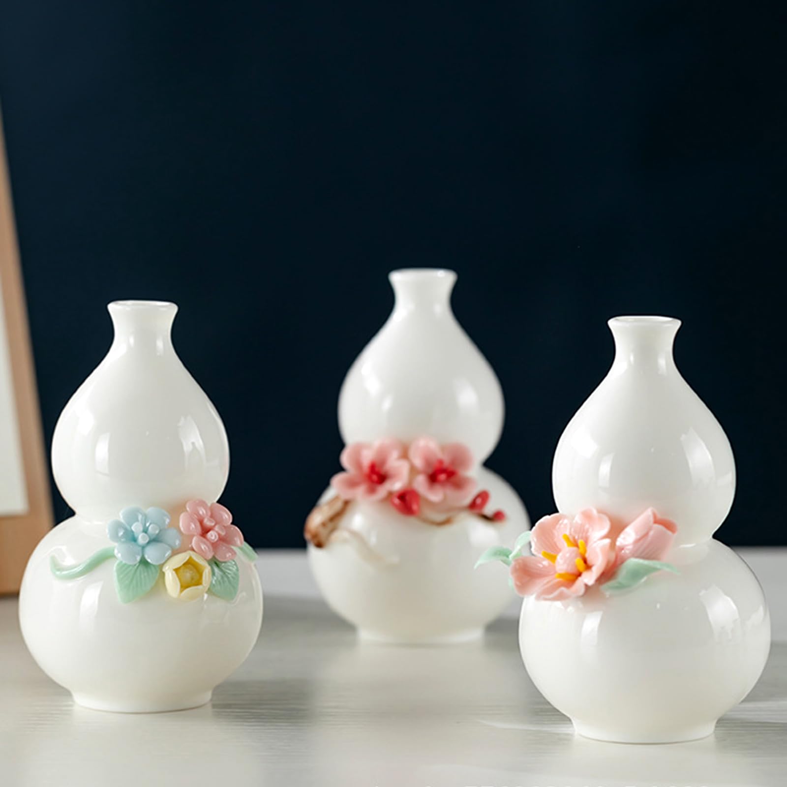 Amazon.co.jp: 磁器花瓶ひょうたんフラワーセンターピース、セラミック